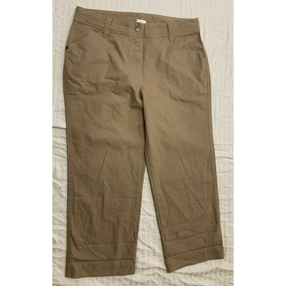 WOOLRICH WOMENS JEANS CAPRIS PANTS SIZE 12 DARK KHAKI
